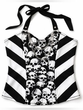 Rare Hot Topic Y2K Punk Goth Skull Chain Corset Top ☠️